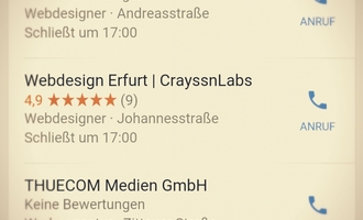Bild - Mobile Suche bei Google für "Webdesign Erfurt" mit Anzeige von lokalen Geschäften